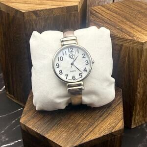 Vintage Gold Coast Silver Tone Cuff Bangle Watch Large Face Quartz Y2K
